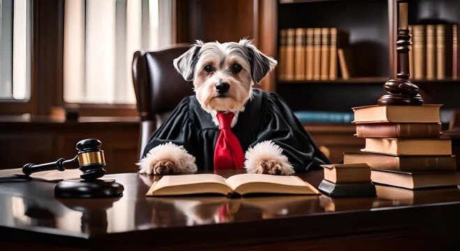 Lawyer dog in the office.
