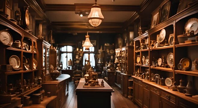 Interior of an antique shop.