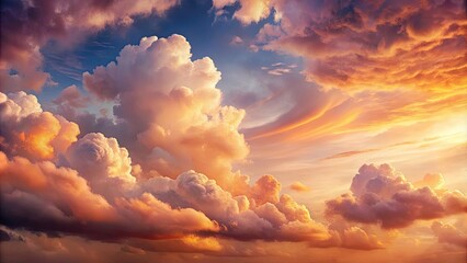 Fototapeta premium romantic warm clouds drifting softly across gentle peach-colored sky with tender sketch details