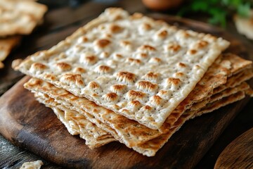 Fototapeta premium Crumbled hand-made matzo for the authentic jewish passover festivities