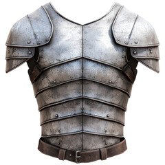 Knight's armor chest plate with metallic finish clipart on transparent background