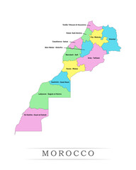 Morocco administrative divisions. Morocco map illustration vector.