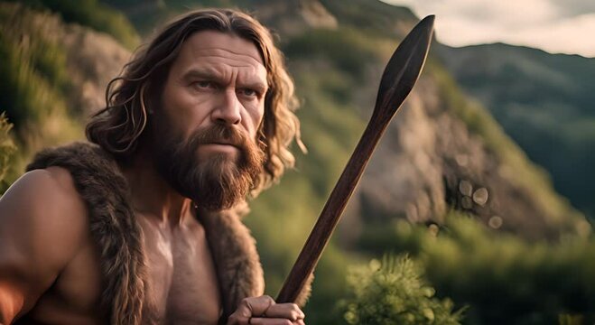 Caveman with a spear.