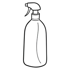 Vector Spray Bottle Silhouette Line Art.