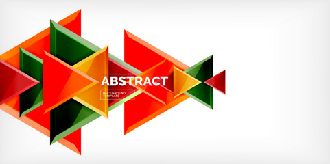 Abstract background - colorful triangles with 3d effect. Vector Illustration For Wallpaper, Banner, Background, Card, Book Illustration, landing page