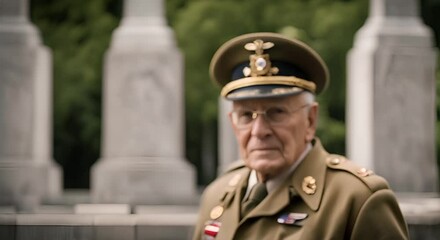 Senior war veteran at a tribute.