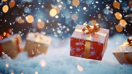 Fototapeta premium Beautiful Christmas colorful small and big present gift boxes background merry Christmas and happy new year