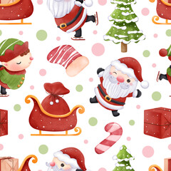 Joyful Winter and Christmas Seamless Pattern