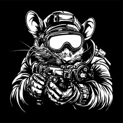 a person wearing a mask holding a camera with a cat on it