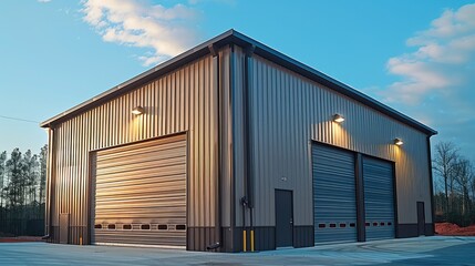 Small commercial metal building. Generative AI.