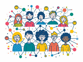 Fototapeta premium Connected Online Communities: A Network of Relationships and Support