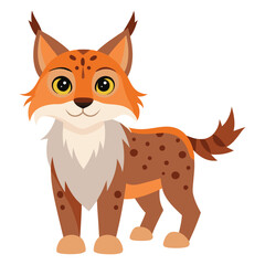 Illustration of Cute cartoon lynx Isolated