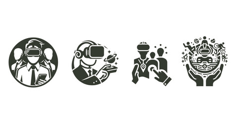 Humanoid robot, logo, symbol. Vector illustration