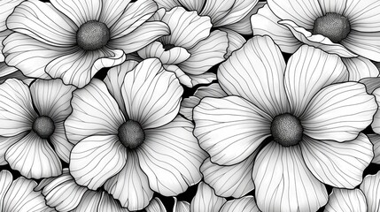 Fototapeta premium Explore the beauty of nature with this flower-themed coloring book. Each page is filled with detailed flower illustrations, offering a soothing and creative escape.