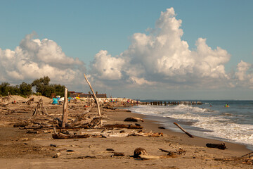 Lidi di Comacchio Adriatic Sea beach and regional park Po Delta storm in summer