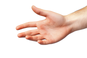 Close-up of an outstretched human hand, symbolizing greeting, help, or offering support in various contexts.