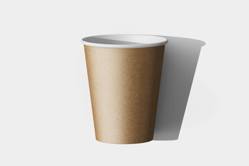 blank coffee latte brand eco-friendly takeout drink cup brown kraft textured paper realistic mockup design template 3d render illustration