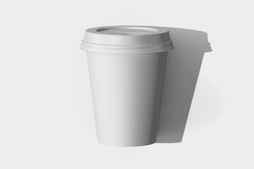 empty coffee latte brand eco-friendly takeout drink cup white textured recyclable paper with lid realistic mockup design template 3d render illustration