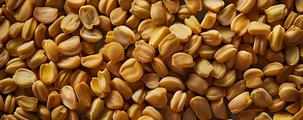 Photo - Close-Up View of Numerous Golden Yellow Fenugreek Seeds