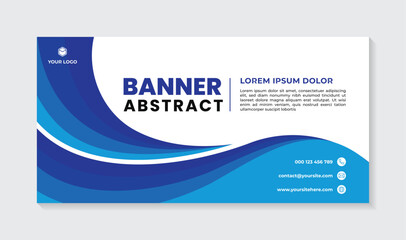 Elegant white background in modern blue wave abstract banner design