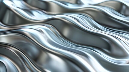 Abstract background 3D silver wavy stripes pattern