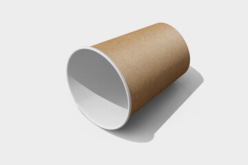 blank coffee latte brand eco-friendly takeout drink cup brown kraft textured paper realistic mockup design template 3d render illustration