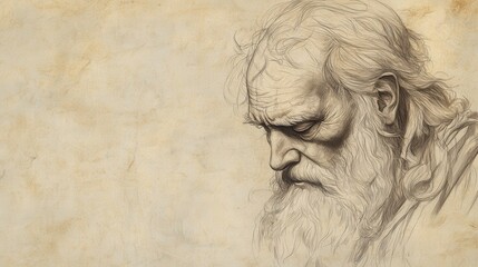 1 Kings Scene: An Aged Solomon, Weighed Down by His Decisions and Their Impact, Bible Wall Art, Beige Background