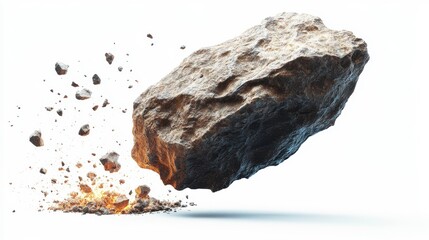 Meteorite impact clipart, element, 3D illustration, realistic, isolated on white background