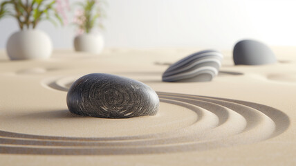 peaceful oasis in your home with this serene zen garden. The smooth stones and meticulously raked sand evoke a sense of tranquility and mindfulness.