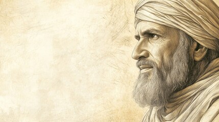 Fototapeta premium 1 Kings Scene: Elijah Leaves the Palace After Announcing God’s Message of Drought, Biblical Illustration with Beige Background