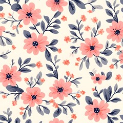 Floral Pattern, Pink Flowers, Seamless Pattern