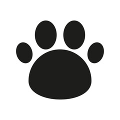 Paw print icon. Animal track symbol. Simple black silhouette. Minimalist vector shape.