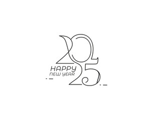 Happy New Year 2025 Text Typography Design Element flyer, banner design.