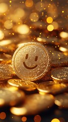 Golden gelt coins, cute 3D Blender design, Hanukkah historical festival, soft isolated background,