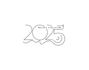 Happy New Year 2025 Text Typography Design Element flyer, banner design.