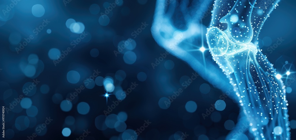 Poster A mesmerizing blend of blue light particles and flowing energy, creating a captivating abstract background for various creative projects.