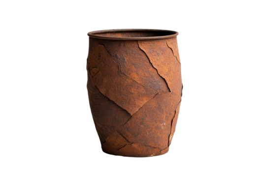 A rustic clay pot with a textured surface, perfect for showcasing plants or as a decorative piece in home decor settings.
