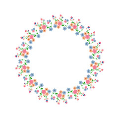 Round wreath ikat colorful flower design, round ornament floral abstract pattern, classic Victorian traditional style, illustration vintage design, ikat flower pattern. Ideally for all decoration.