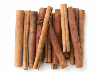 Photo of Aromatic Cinnamon Sticks Isolated on White Background