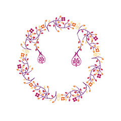 Round wreath ikat colorful flower design, round ornament floral abstract pattern, classic Victorian traditional style, illustration vintage design, ikat flower pattern. Ideally for all decoration.