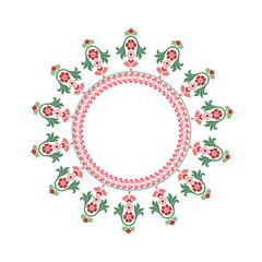 Round wreath ikat luxury colorful design, round ornament floral abstract pattern, classic Victorian traditional style, illustration vintage design, ikat flower pattern. Ideally for all decoration.