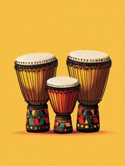 African drums, cultural heritage awareness, flat design illustration