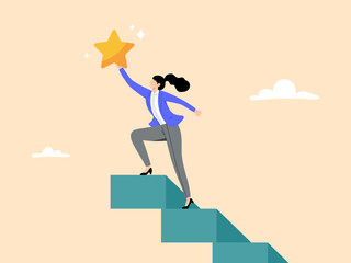 Businesswoman accomplishment or reaching a business goal