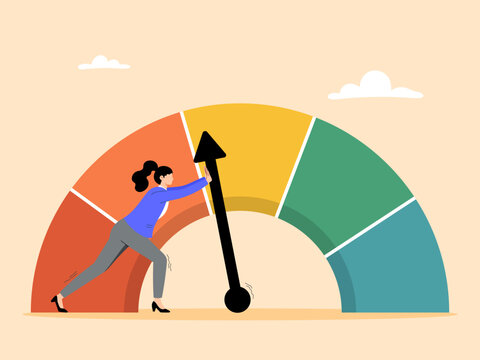 Businesswoman pushes performance metrics to develop his skills further