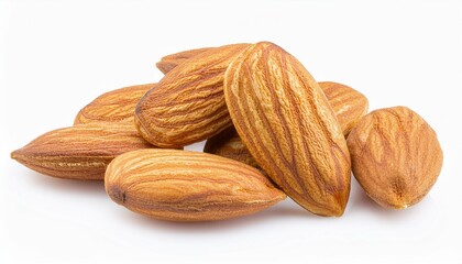Roasted almond nuts isolated on white background with clipping path. ai generated