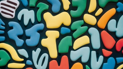 Obraz premium Funky 3D Background. Abstract figures colorful wallpaper.