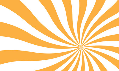 Yellow sun with wavy rays background. Poster with sunburst, sunrise or sunset in trendy 60 s 70s 80s groovy style. Preppy summer theme background. Vector illustration. EPS 10/AI