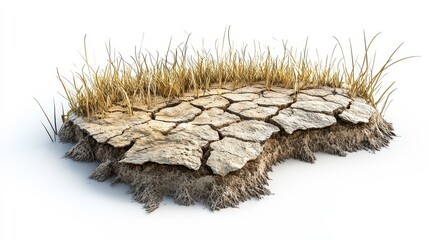 Famine (caused by drought) clipart, element, 3D illustration, realistic, isolated on white background