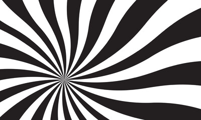 Black sun with wavy rays background. Poster with sunburst, sunrise or sunset in trendy 60 s 70s 80s groovy style. Preppy summer theme background. Vector illustration. EPS 10/AI