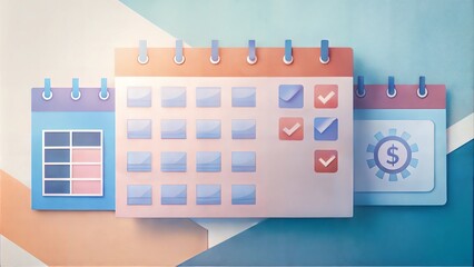 Colorful calendar and task management icons in modern flat design
